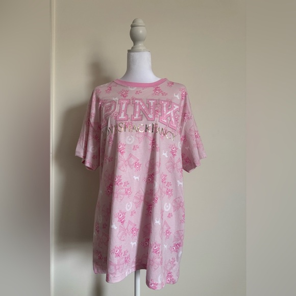Victoria's Secret PINK x LoveShackFancy Campus Cotton Tee NWT size large - Picture 2 of 12